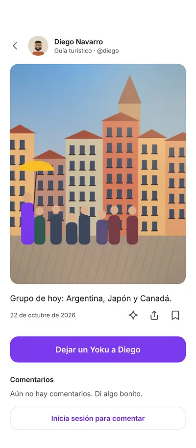 A tour guide's post with a group photo