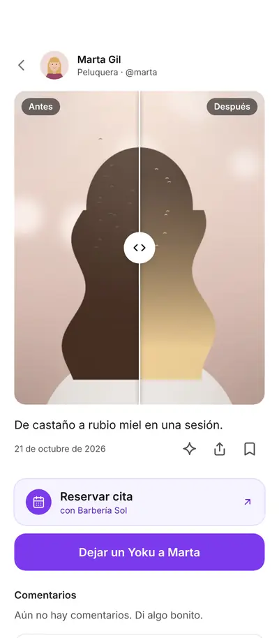 A hairstylist's before-and-after post