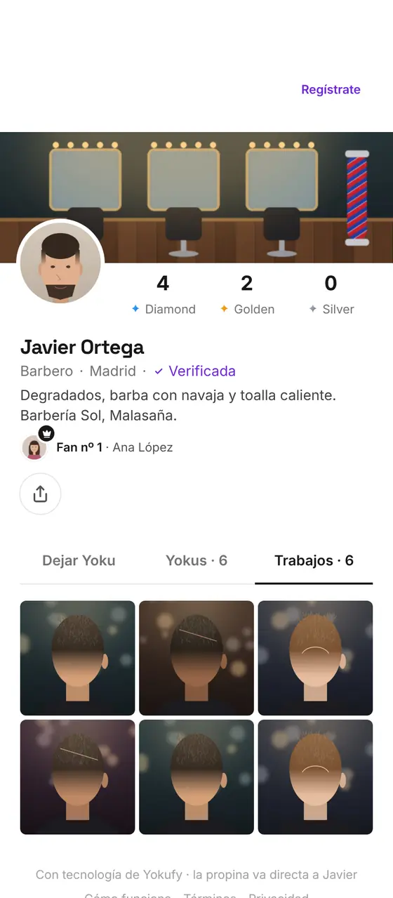A barber's profile on Yokufy: his work, his Yokus and who recommends him